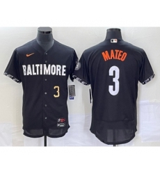 Men's Baltimore Orioles #3 Jorge Mateo Number Black 2023 City Connect Flex Base Stitched Jersey 2 