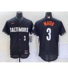 Men's Baltimore Orioles #3 Jorge Mateo Number Black 2023 City Connect Flex Base Stitched Jersey