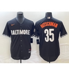 Men's Baltimore Orioles #35 Adley Rutschman Black 2023 City Connect Cool Base Stitched Jersey 1