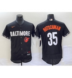 Men's Baltimore Orioles #35 Adley Rutschman Black 2023 City Connect Flex Base Stitched Jersey