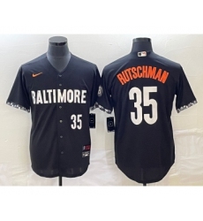 Men's Baltimore Orioles #35 Adley Rutschman Number Black 2023 City Connect Cool Base Stitched Jersey 1