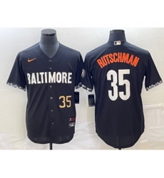 Men's Baltimore Orioles #35 Adley Rutschman Number Black 2023 City Connect Cool Base Stitched Jersey 2