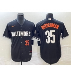 Men's Baltimore Orioles #35 Adley Rutschman Number Black 2023 City Connect Cool Base Stitched Jersey