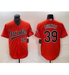 Men's Baltimore Orioles #39 Corbin Burnes Number Orange Cool Base Stitched Jersey