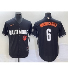 Men's Baltimore Orioles #6 Ryan Mountcastle Black 2023 City Connect Cool Base Stitched Jersey 1