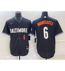 Men's Baltimore Orioles #6 Ryan Mountcastle Number Black 2023 City Connect Cool Base Stitched Jersey 1