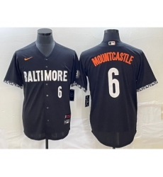 Men's Baltimore Orioles #6 Ryan Mountcastle Number Black 2023 City Connect Cool Base Stitched Jersey 2