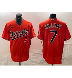 Men's Baltimore Orioles #7 Jackson Holliday Number Orange Limited Cool Base Stitched Jersey