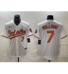 Men's Baltimore Orioles #7 Jackson Holliday Number White Limited Cool Base Stitched Jersey