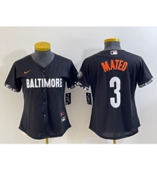 Women's Baltimore Orioles #3 Jorge Mateo Black 2023 City Connect Cool Base Stitched Jersey 1