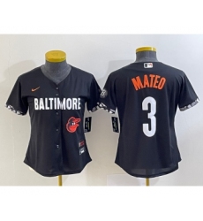 Women's Baltimore Orioles #3 Jorge Mateo Black 2023 City Connect Cool Base Stitched Jersey