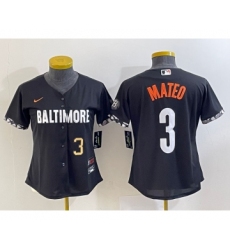 Women's Baltimore Orioles #3 Jorge Mateo Number Black 2023 City Connect Cool Base Stitched Jersey 1