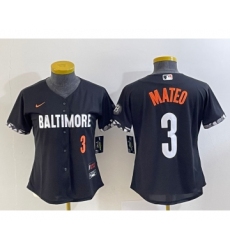 Women's Baltimore Orioles #3 Jorge Mateo Number Black 2023 City Connect Cool Base Stitched Jersey 2