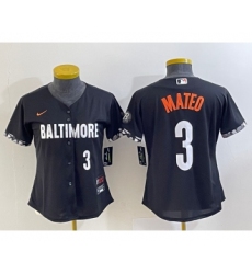 Women's Baltimore Orioles #3 Jorge Mateo Number Black 2023 City Connect Cool Base Stitched Jersey