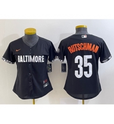 Women's Baltimore Orioles #35 Adley Rutschman Black 2023 City Connect Cool Base Stitched Jersey