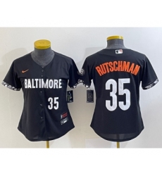 Women's Baltimore Orioles #35 Adley Rutschman Number Black 2023 City Connect Cool Base Stitched Jersey 1