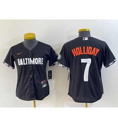 Women's Baltimore Orioles #7 Jackson Holliday Black 2023 City Connect Cool Base Stitched Jersey