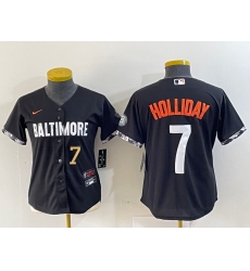 Women's Baltimore Orioles #7 Jackson Holliday Number Black 2023 City Connect Cool Base Stitched Jersey