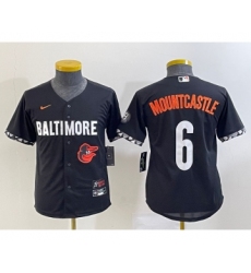 Youth Baltimore Orioles #6 Ryan Mountcastle Black 2023 City Connect Cool Base Stitched Jersey 1