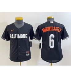 Youth Baltimore Orioles #6 Ryan Mountcastle Black 2023 City Connect Cool Base Stitched Jersey