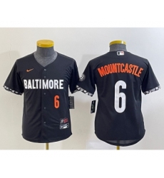 Youth Baltimore Orioles #6 Ryan Mountcastle Number Black 2023 City Connect Cool Base Stitched Jersey