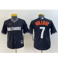 Youth Baltimore Orioles #7 Jackson Holliday Black 2023 City Connect Cool Base Stitched Jersey