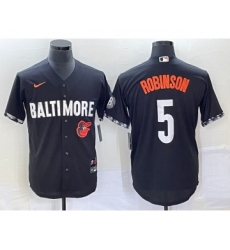 Men's Baltimore Orioles #5 Brooks Robinson Black 2023 City Connect Cool Base Stitched Jersey 1