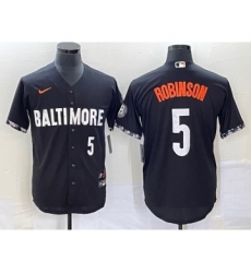 Men's Baltimore Orioles #5 Brooks Robinson Number Black 2023 City Connect Cool Base Stitched Jersey 1