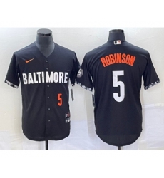 Men's Baltimore Orioles #5 Brooks Robinson Number Black 2023 City Connect Cool Base Stitched Jersey