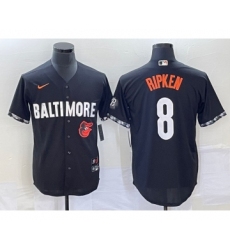 Men's Baltimore Orioles #8 Cal Ripken Jr Black 2023 City Connect Cool Base Stitched Jersey 1