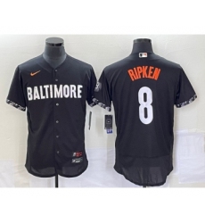 Men's Baltimore Orioles #8 Cal Ripken Jr Black 2023 City Connect Flex Base Stitched Jersey1