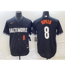 Men's Baltimore Orioles #8 Cal Ripken Jr Number Black 2023 City Connect Cool Base Stitched Jersey 1