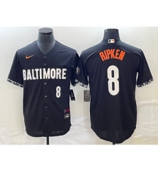 Men's Baltimore Orioles #8 Cal Ripken Jr Number Black 2023 City Connect Cool Base Stitched Jersey 2