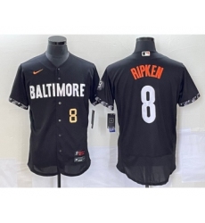 Men's Baltimore Orioles #8 Cal Ripken Jr Number Black 2023 City Connect Flex Base Stitched Jersey 2 