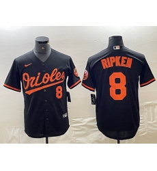 Men's Baltimore Orioles #8 Cal Ripken Jr Number Black Cool Base Stitched Jersey