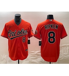 Men's Baltimore Orioles #8 Cal Ripken Jr Number Orange Cool Base Stitched Jersey