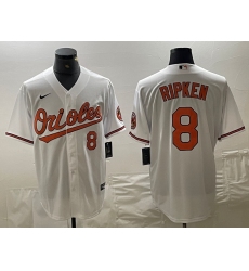 Men's Baltimore Orioles #8 Cal Ripken Jr Number White Cool Base Stitched Jersey