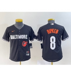 Youth Baltimore Orioles #8 Cal Ripken Jr Black 2023 City Connect Cool Base Stitched Jersey