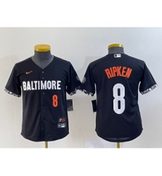 Youth Baltimore Orioles #8 Cal Ripken Jr Number Black 2023 City Connect Cool Base Stitched Jersey 2