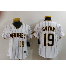 Women's San Diego Padres #19 Tony Gwynn White Team Logo Stitched Cool Base Nike Jerseys