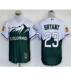 Men's Colorado Rockies #23 Kris Bryant Green 2022 City Connect Cool Base Stitched Jersey