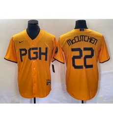 Men's Nike Pittsburgh Pirates #22 Andrew McCutchen Gold 2023 City Connect Stitched Jersey 1