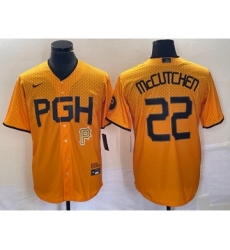 Men's Nike Pittsburgh Pirates #22 Andrew McCutchen Gold 2023 City Connect Stitched Jersey