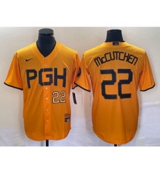 Men's Nike Pittsburgh Pirates #22 Andrew McCutchen Number Gold 2023 City Connect Stitched Jersey