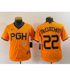 Youth Nike Pittsburgh Pirates #22 Andrew McCutchen Yellow 2023 City Connect Stitched Jersey