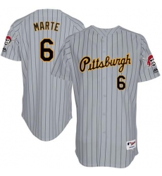 Men's Majestic Pittsburgh Pirates #6 Starling Marte Authentic Grey 1997 Turn Back The Clock MLB Jersey