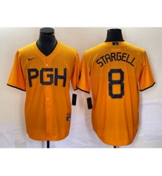 Men's Nike Pittsburgh Pirates #8 Willie Stargell Gold 2023 City Connect Stitched Jersey 1