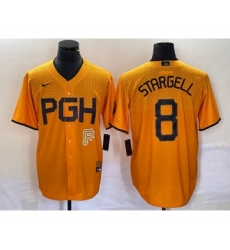 Men's Nike Pittsburgh Pirates #8 Willie Stargell Gold 2023 City Connect Stitched Jersey