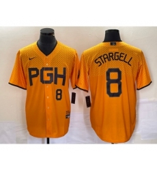 Men's Nike Pittsburgh Pirates #8 Willie Stargell Number Gold 2023 City Connect Stitched Jersey 1