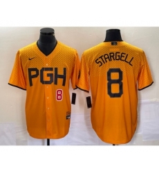 Men's Nike Pittsburgh Pirates #8 Willie Stargell Number Gold 2023 City Connect Stitched Jersey